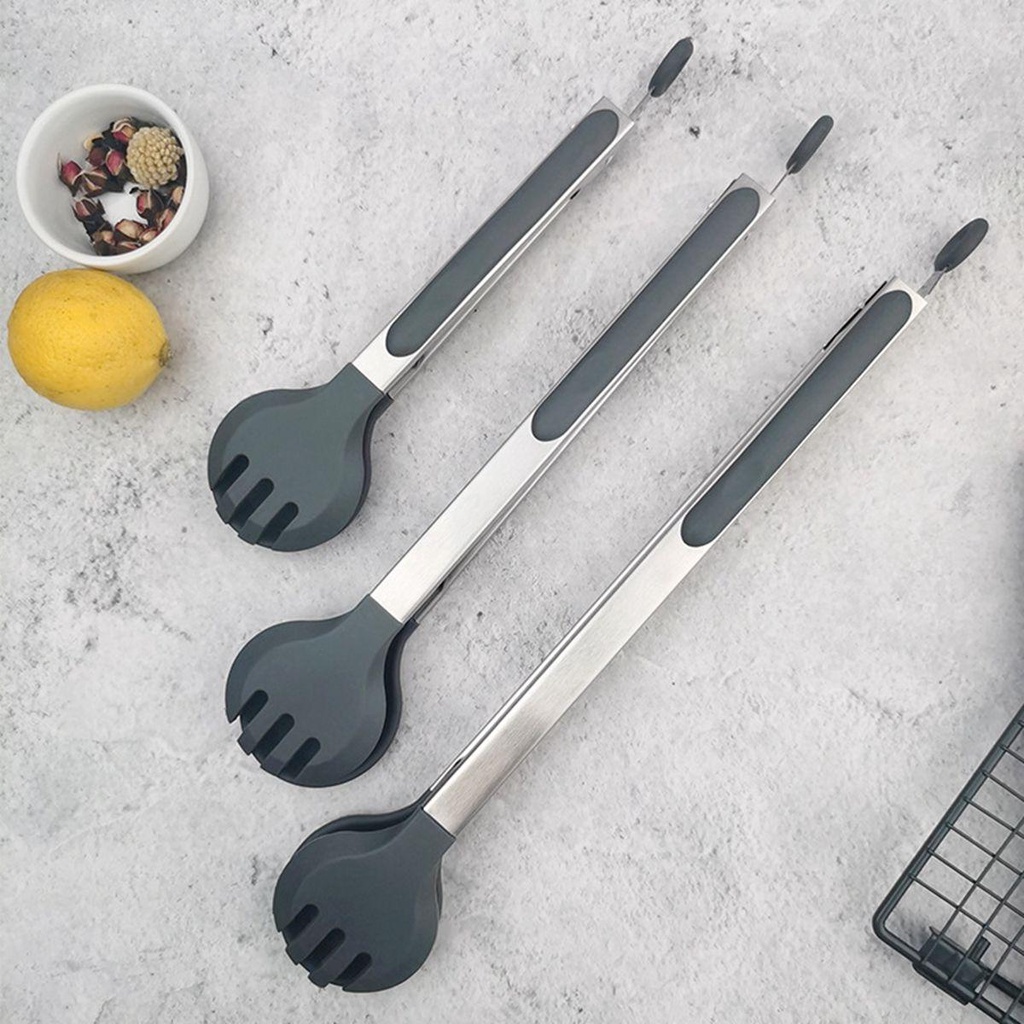 [COD] Kẹp Gắp Thức Ăn Bằng Thép Không Gỉ Tay Cầm Silicone Cách Nhiệt Chống Trượt Tiện Lợi Dành Cho Nhà Bếp