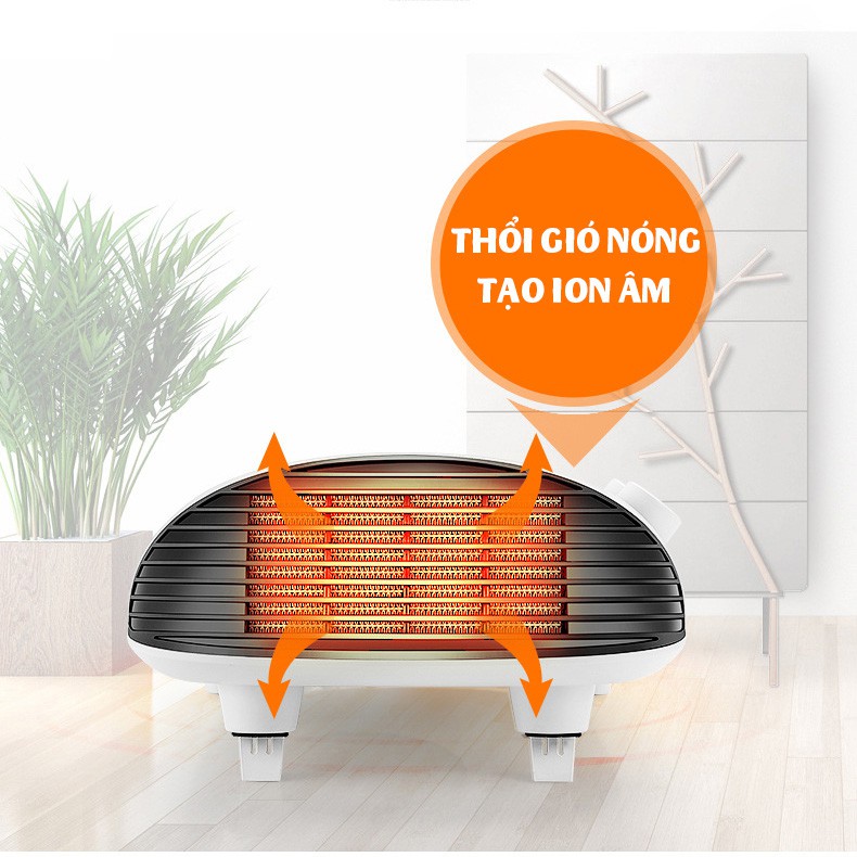 Máy sưởi nhà tắm KJapan CR-008 để bàn hoặc treo tường kèm thổi gió tạo ion âm công suất 2000W cao cấp hai màu đen trắng