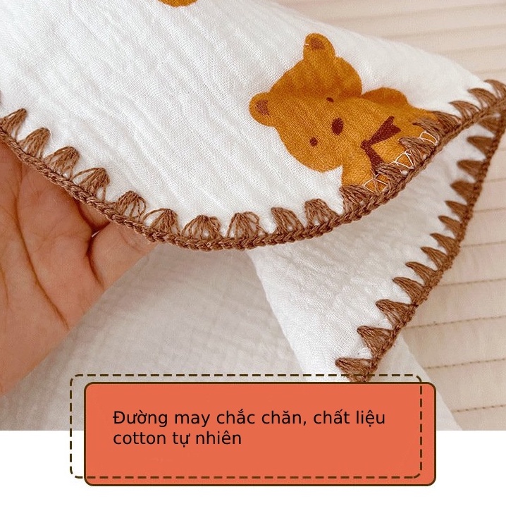 Khăn ủ choàng cotton organic, chăn ủ có mũ cho bé HolaKids Decor