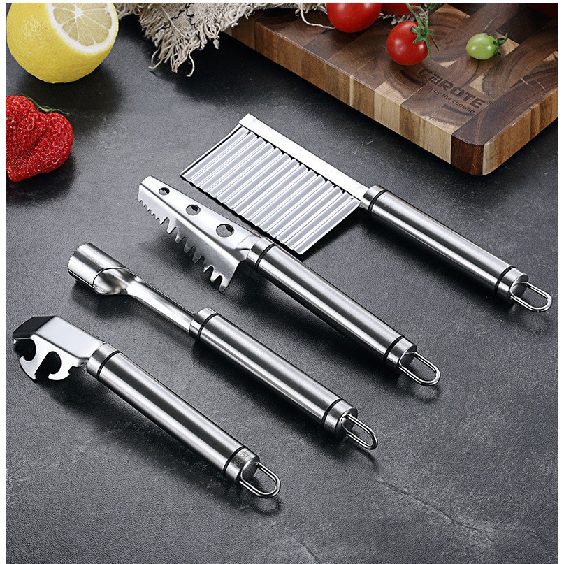 Dụng cụ cạo vảy cá/ Dụng cụ nhấc đĩa/ Dụng cụ cắt tạo kiểu gợn sóng/ Dụng cụ lấy lõi trái cây KATELV thép không gỉ 304