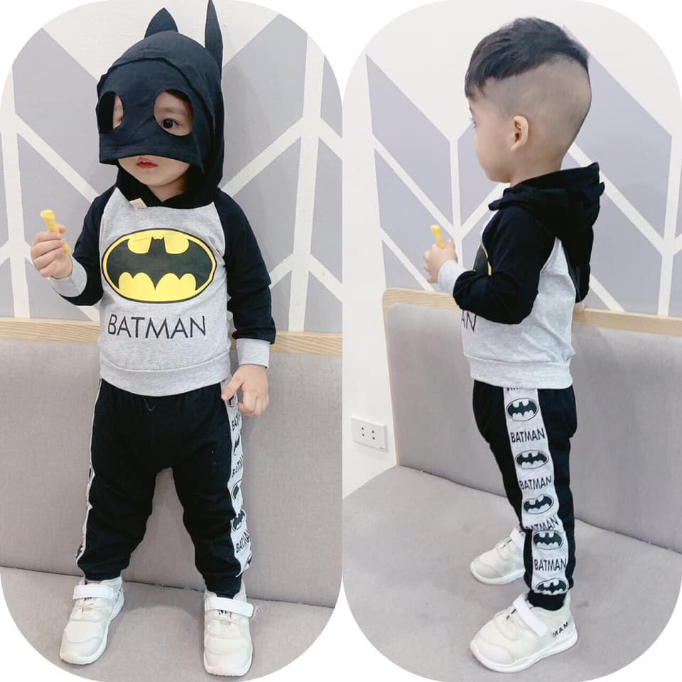 Bộ Nỉ Thu Đông Siêu Anh Hùng SPIDEMAN BATMAN Dài Tay Cho Bé Trai