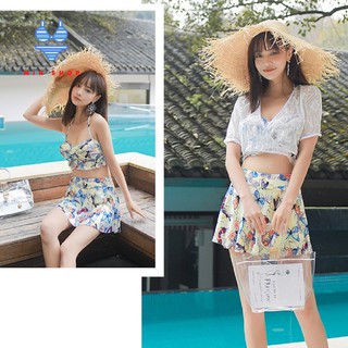 Bộ áo tắm đồ bơi bikini họa tiết đẹp kèm áo ren