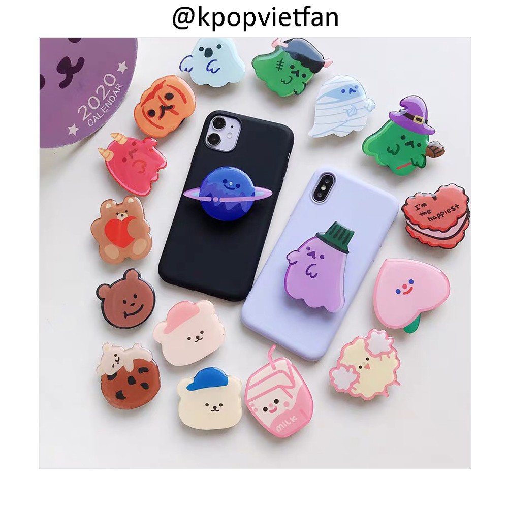 Kẹp điện thoại dán ốp chống mỏi tay Popsocket pop up in bóng mika M1733 hình siêu xinh cute vô đối