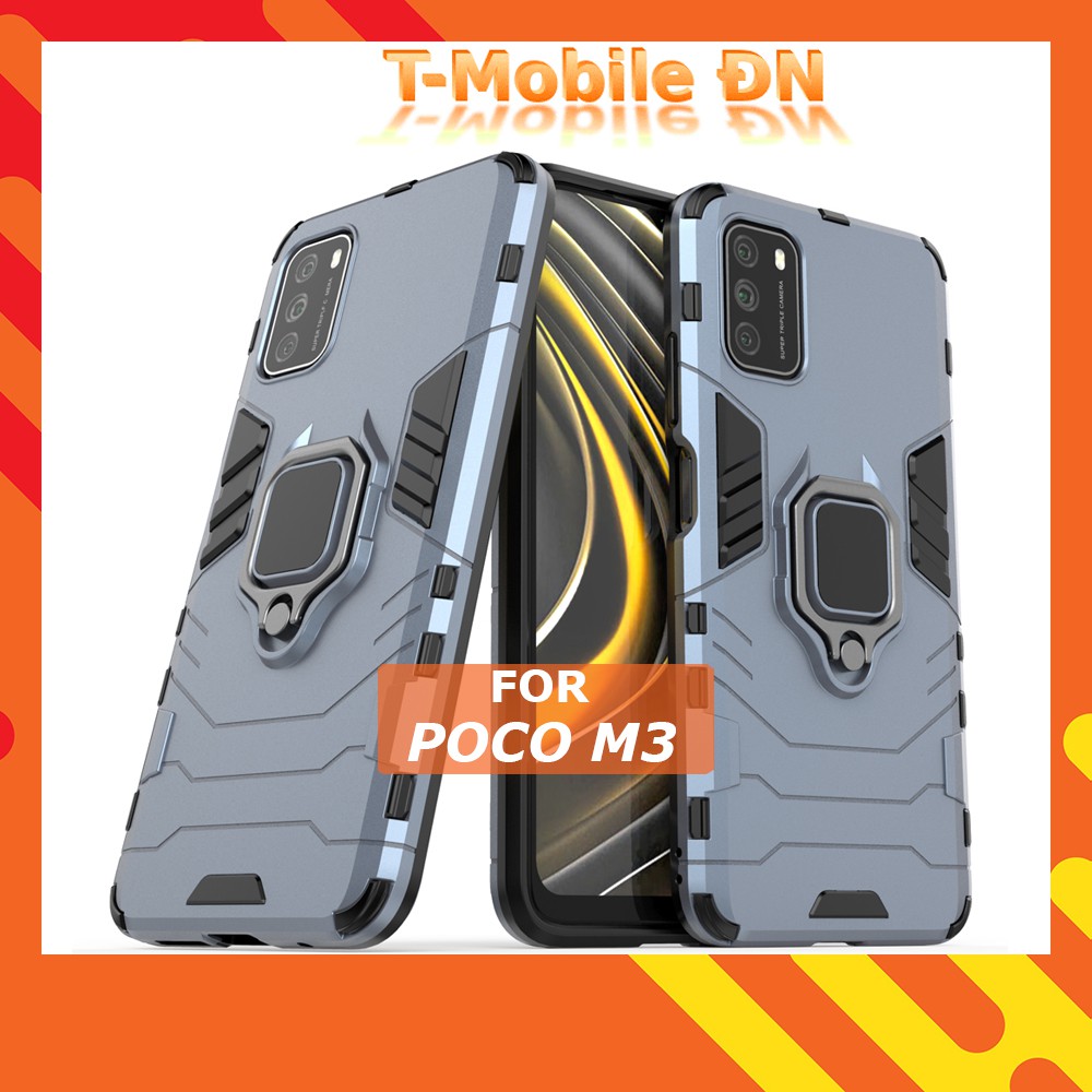 Ốp lưng Xiaomi Poco M3 🔥 𝐅𝐑𝐄𝐄 𝐒𝐇𝐈𝐏 🔥 Ốp iRON MAN IRING Nhựa PC cứng viền dẻo chống sốc cho Poco M3