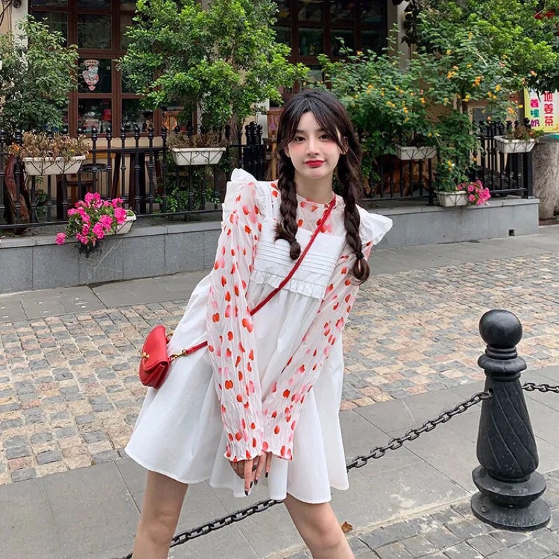 SET YẾM BABY DOLL + ÁO VOAN NHÚNG CÁNH HỒNG RƠI, TIỂU THƯ XINH XẮN | BigBuy360 - bigbuy360.vn