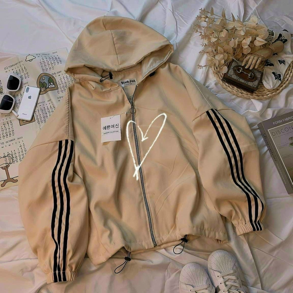Áo Khoác Nữ Mùa Hè Chất Vải Da Lộn Có Lót Dù Bên Trong Cực Mát Thiết Kế From Rộng Phối Zip Phối Nón Chống Nắng Cực Tốt