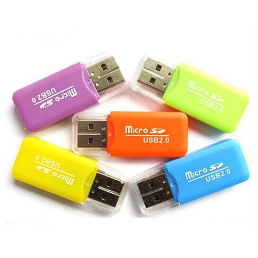 Đầu đọc thẻ nhớ Micro Sd vỏ nhựa usb 2.0, đầu lọc thẻ nhớ mini, reader card usb nhí nhiều màu