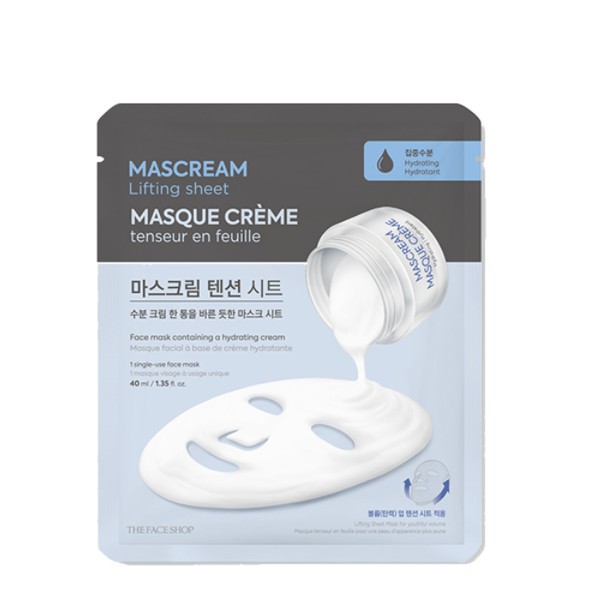 Mặt Nạ Cấp Nước THEFACESHOP Deeply Hydrating Mascream Lifting Sheet Mask 40ml