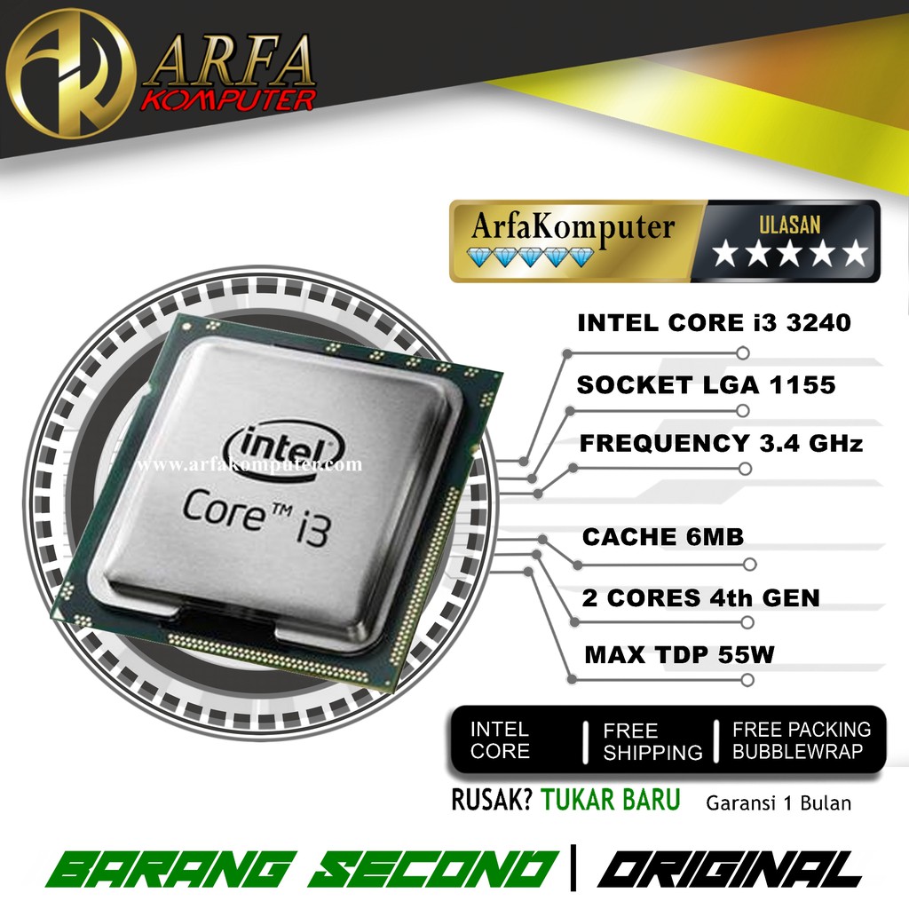 Ổ Cắm Máy Tính Intel I3 3240 3.4ghz 1155 Fclga