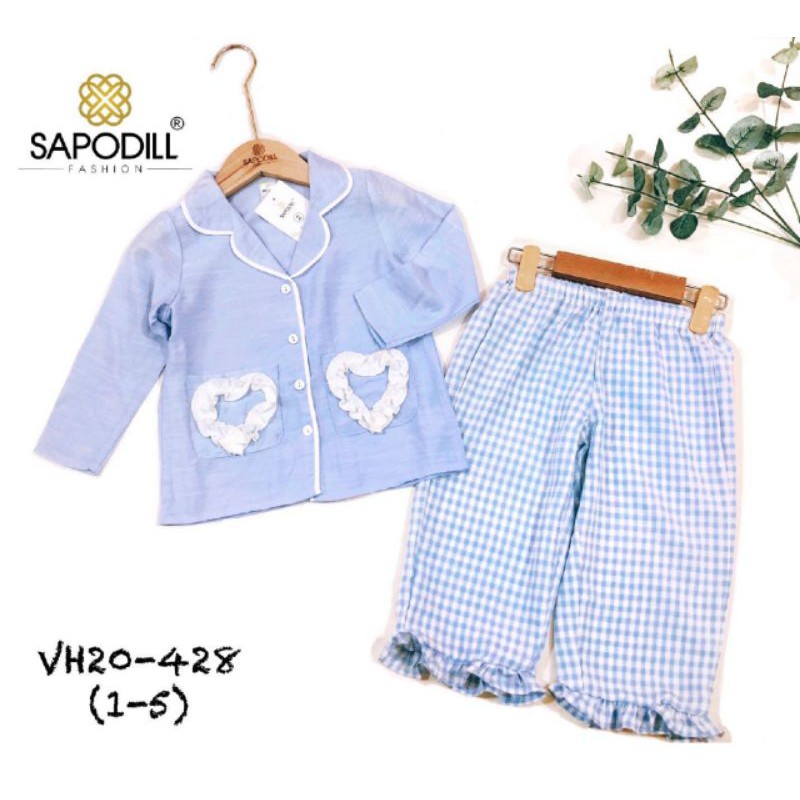 Bộ Pijama thiết kế hãng Sapodill mặc nhà cho bé gái 1-5y