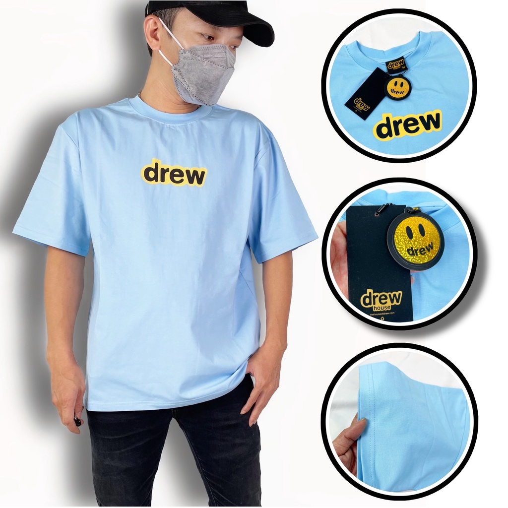 Áo thun Drew tay lỡ nam nữ, áo thun Unisex chữ Drew Form rộng Oversize Full Tag chất Cotton