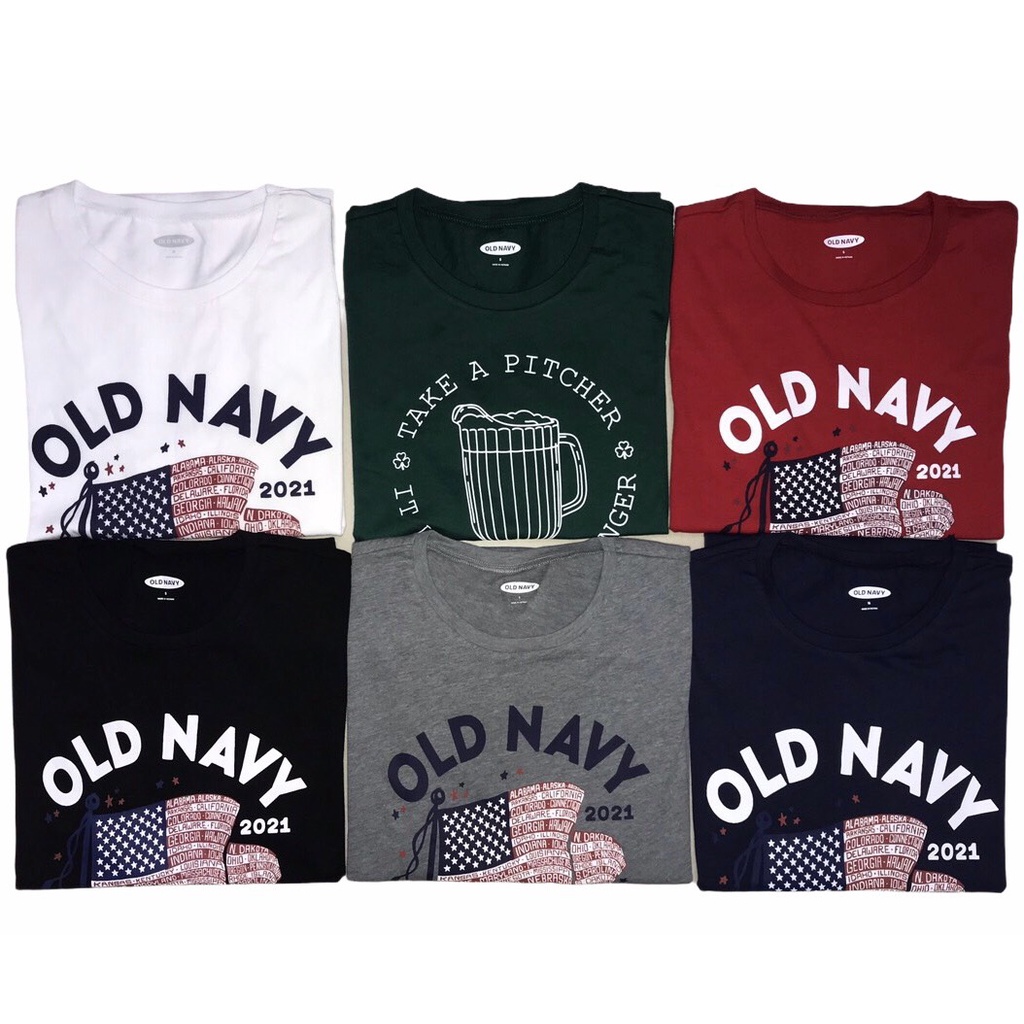 Áo thun nam in hình lá cờ Mỹ OldNavy vnxk