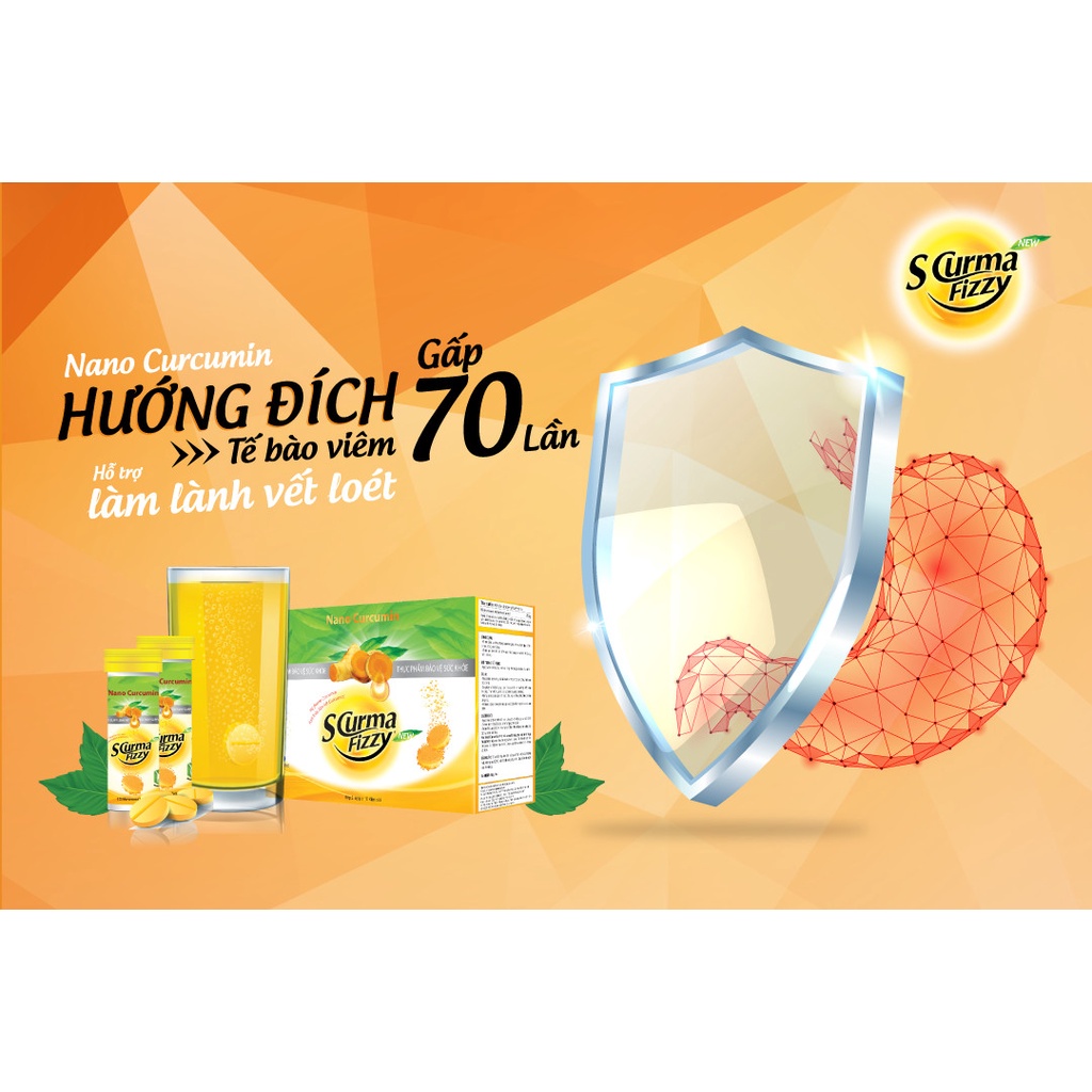 Dạ Dày Scurma Fizzy - Hỗ trợ điều trị Đau Dạ Dày, Trào Ngược, Viêm Loét (Hộp 2 tube/20 viên)