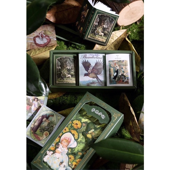 Bộ 200 tấm sticker dính kèm sổ 120 trang hoạ tiết vintage