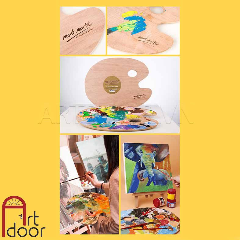 [ARTDOOR] Khay Bảng pha màu Acrylic MONT MARTE Oval bằng Gỗ (palette)