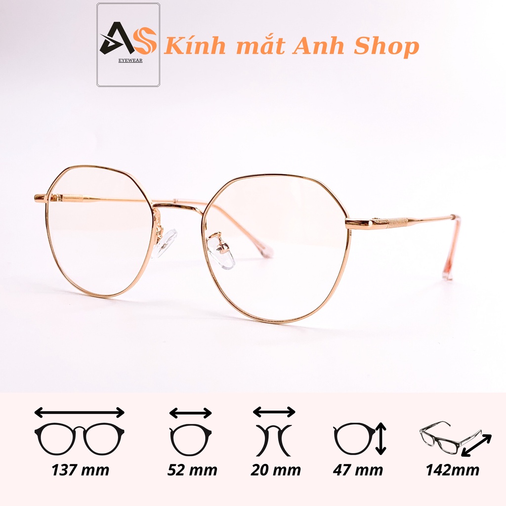 Gọng kính mắt lục giác chất liệu kim loại thanh mảnh kiểu dáng thời trang 29115