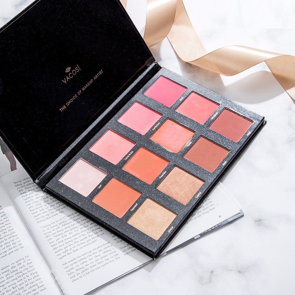 [CHÍNH HÃNG] Bảng Phấn Má Hồng Chuyên Nghiệp 12 Ô Vacosi Pro Studio Blush Palette - 66BP 45g