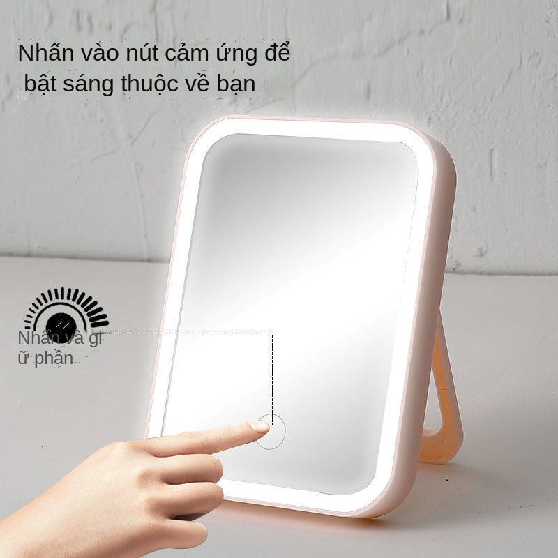 Led Net Red Makeup Mirror với đèn làm đẹp Ký túc xá máy tính bảng Máy tính bảng Gương nữ gấp sinh viên Portable Mir | BigBuy360 - bigbuy360.vn