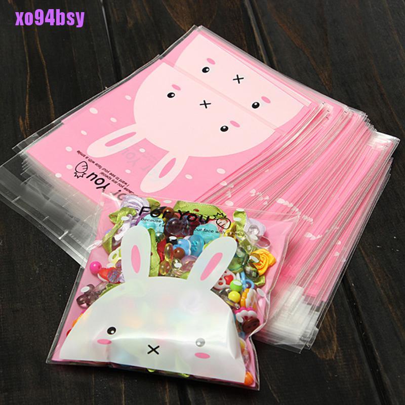 100 Túi giấy bóng kính đựng bánh kẹo Xo94Bsy in họa tiết chú thỏ đáng yêu