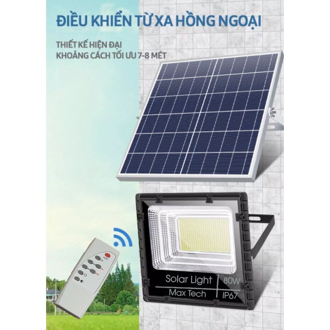 Đèn năng lượng mặt trời Max Tech 45W - 60W - 80W - 100W - 180W Solar Light - có điều khiển từ xa - D1060