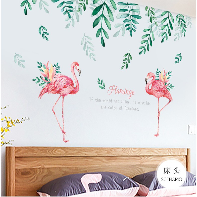 Decal Dán Tường Hồng Hạc Tán Cây DC010 Decor Trang Trí Nhà Cửa