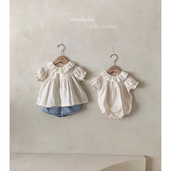 Body áo liền quần cổ lá sen tay bồng đáng yêu bé gái