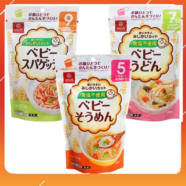 Mì Somen, Udon, Spaghetti Tách Muối Hakubaku Nhật Cho Bé Từ 5-9 Tháng Tuổi