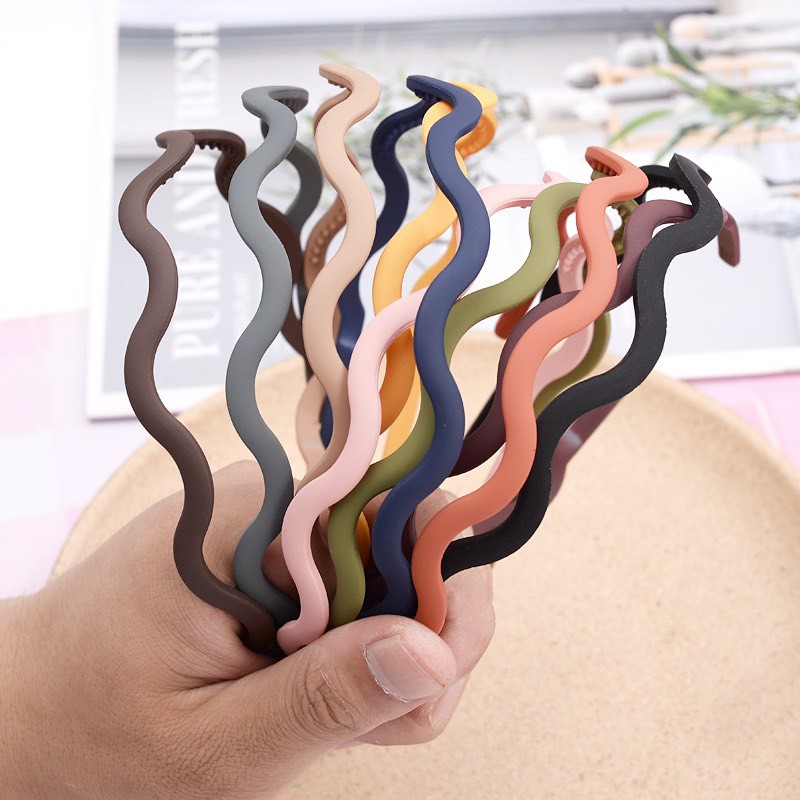 B31 - Cài Tóc Nhựa Gợn Sóng Màu Nhám Đơn Giản