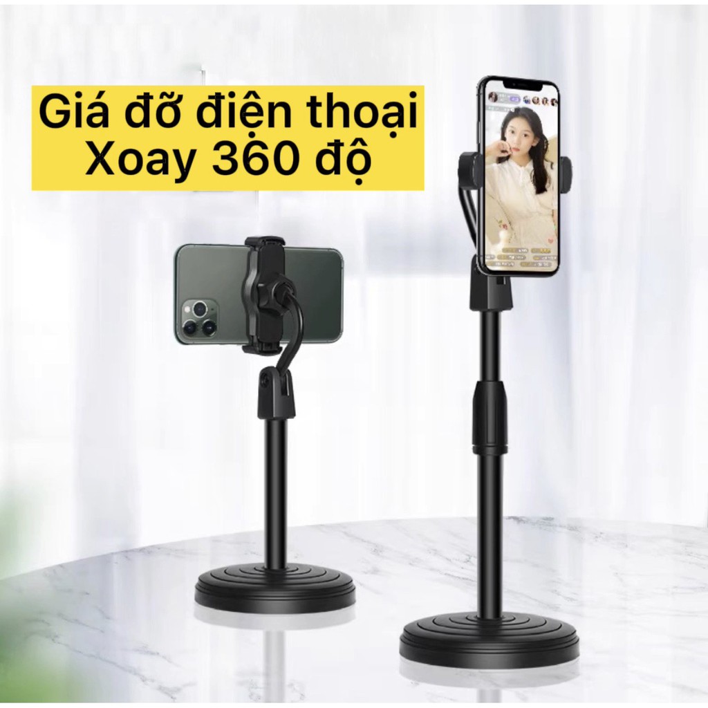 Giá Đỡ Điện Thoại Livestream Quay TikTok Xem Video Đế Ổn Định Xoay 360 Độ Dùng Để Quay Phim Ghi Hình kệ chữ L