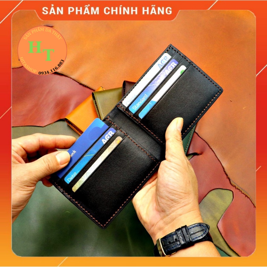 Ví da bò may thủ công cao cấp - Cam kết 100% da bò thật - Ví ngang - Hàng chính hãng thương hiệu HM Leather - B01