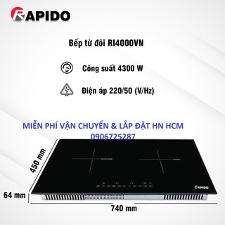 Bếp từ đôi rapido: ri4000bn- thương hiệu mới của ferroli- miễn phí lắp đặt hà nội , hcm