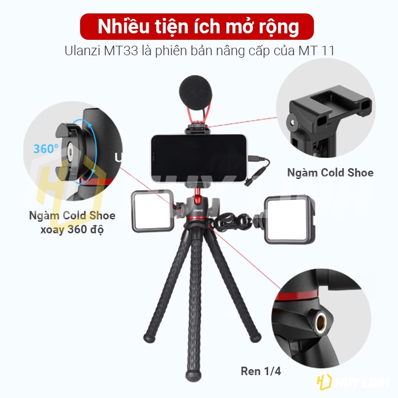 Chân máy Tripod Ulanzi MT 33 mẫu mới nhất 2022 - Đầu bi xoay 360 độ tải trọng 2Kg