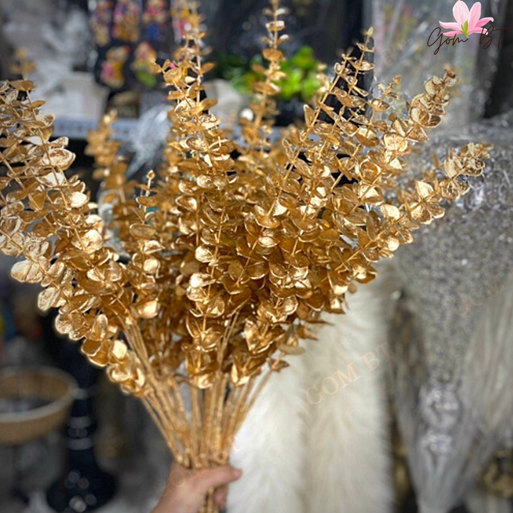 Hoa giả - Cành khuynh điệp vàng - Rẻ quạt - Lá táo mốc giả cắm đào đông decor trang trí ngày Tết