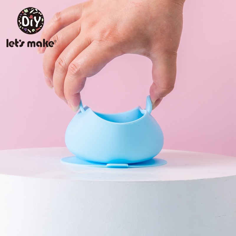 Bộ bát và thìa silicone có đế dính chống đổ cho bé ăn dặm an toàn tiện dụng