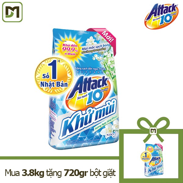 Mua 01 gói bột giặt Attack 3.8kg tặng kèm 1 gói 720gr