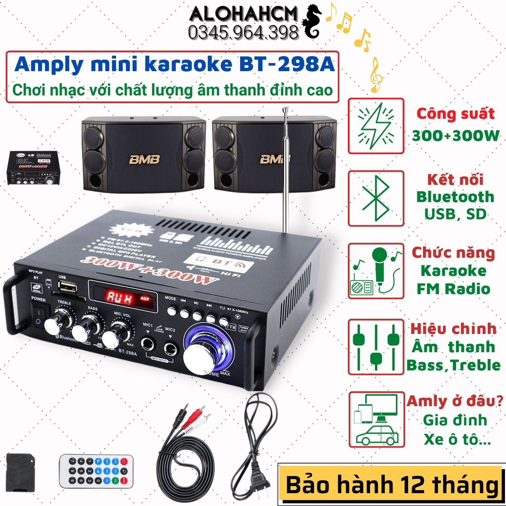 Âm li mini Karaoke KAW - Cao cấp - Amply ô tô công suất khủng chơi nhạc, chất lượng âm thanh cực đỉnh