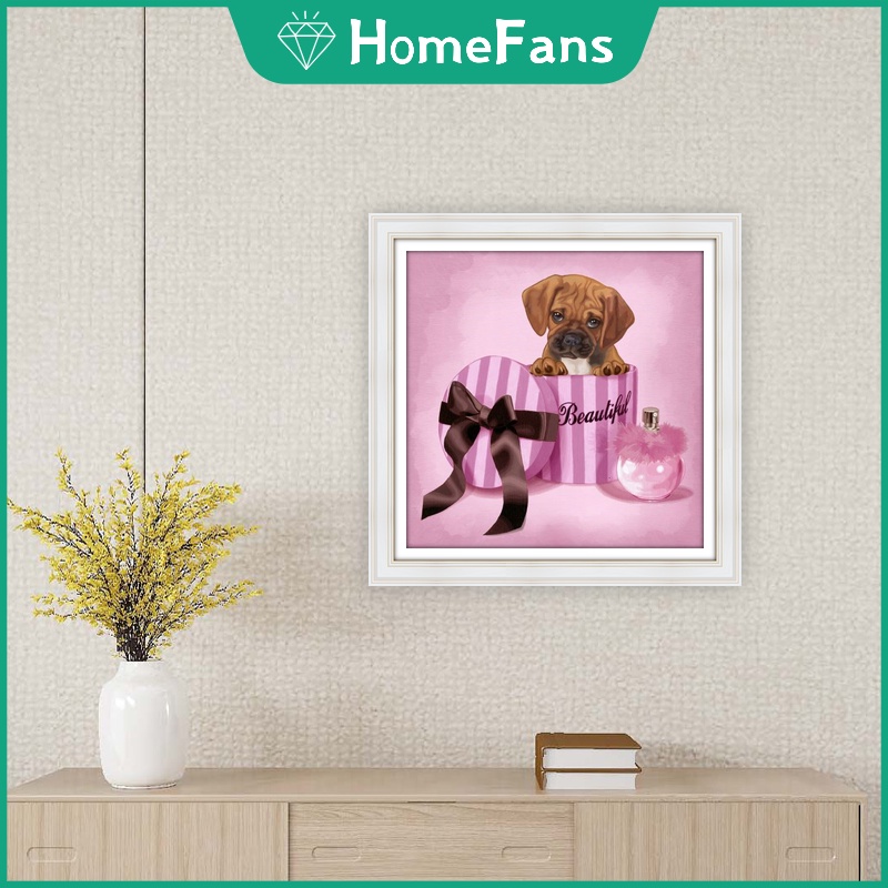 Bộ Tranh Đính Đá 5D Họa Tiết Chú Chó Hoạt Hình Độc Đáo Kích Thước 30x30cm DIY Dùng Trang Trí