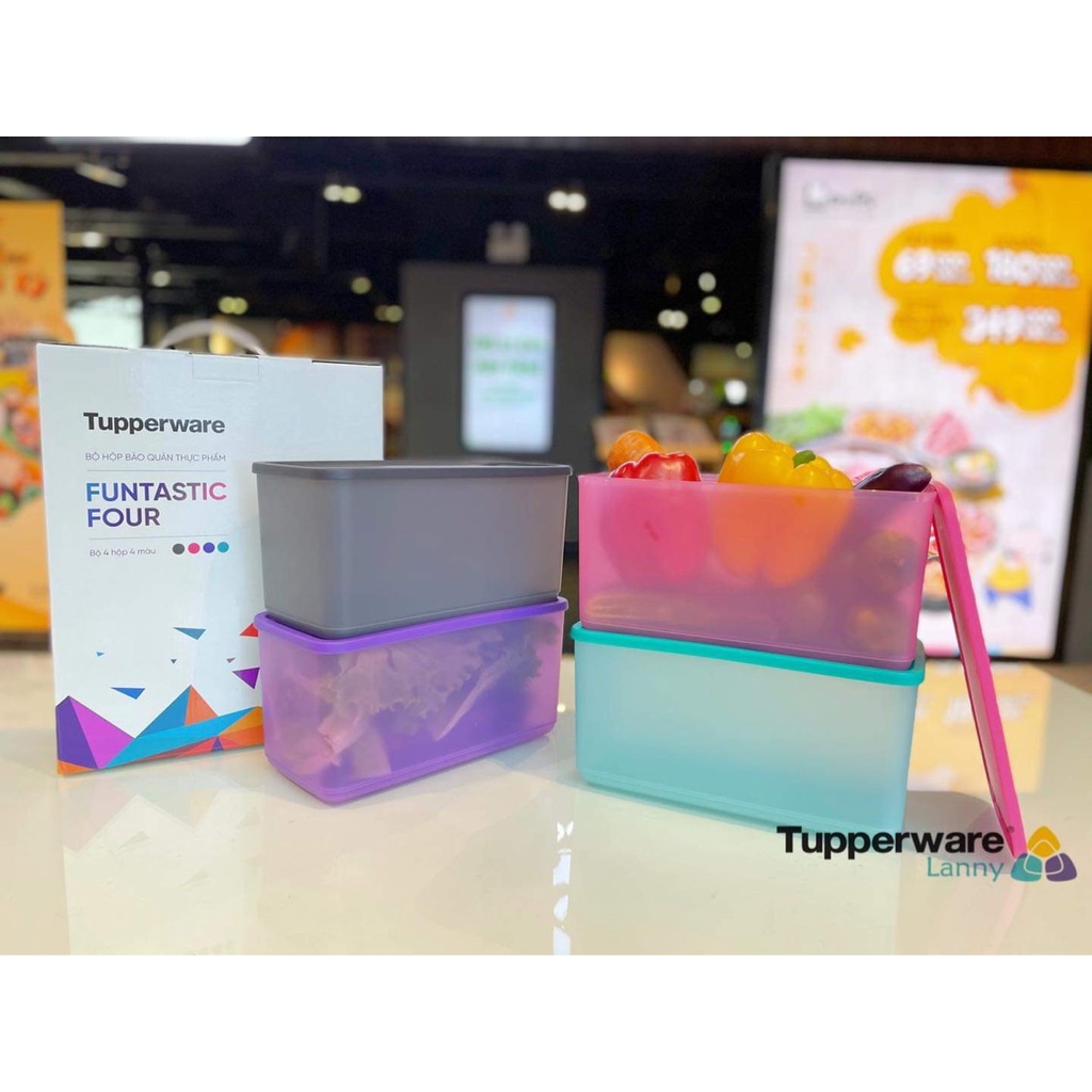Bộ 4 hộp trữ mát sắc màu Tupperware Fantastic 3.1L