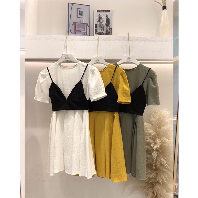 Váy xoè kèm yếm xinh xắn phong cách sang chảnh dự tiệc, dạo phố Hàng Quảng Châu