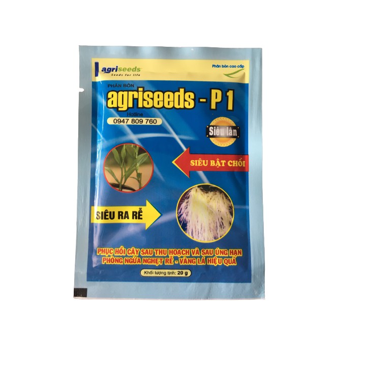 Phân bón lá siêu lân Agriseeds - P1 siêu ra rễ, siêu bật chồi gói 20g