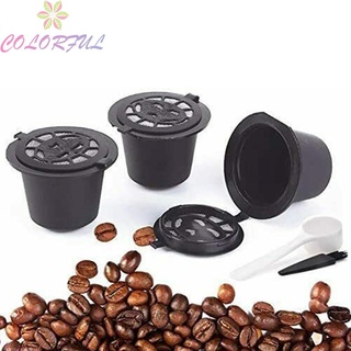 【COLORFUL】Coffee Capsule Cup Filter Pod Refillable Reusable With Spoon And Brush 28*36mm