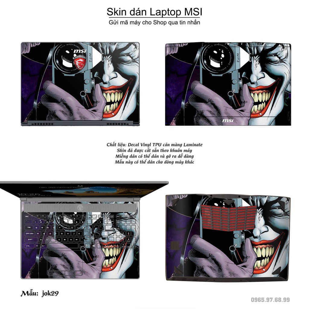 Skin dán Laptop MSI in hình Joker nhiều mẫu 4 (inbox mã máy cho Shop)