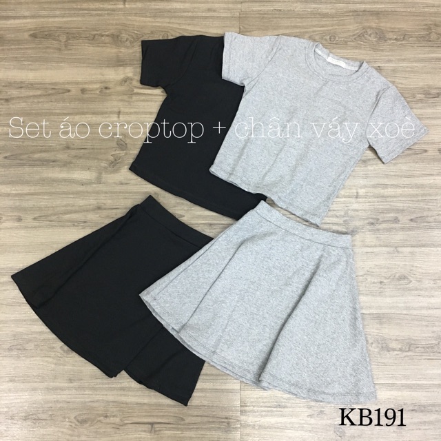 [ Mã FAMAYWA2 giảm 10K đơn 50K] Set Áo Croptop Tay Ngắn + Chân Váy Xoè (Kèm Ảnh Thật) | WebRaoVat - webraovat.net.vn