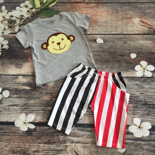 Bộ thun bé trai hình khỉ con