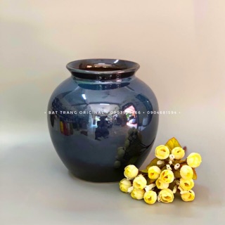 Vò cắm hoa men hỏa biến dáng thấp - Gốm sứ Bát Tràng