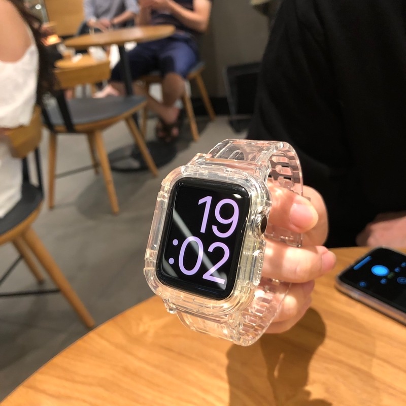 Dây đeo silicon thể thao trong suốt mới nhất 2021 cho Apple Series SE 6 5 4 3 2 1 38mm-44mm Glacier Limited Edition