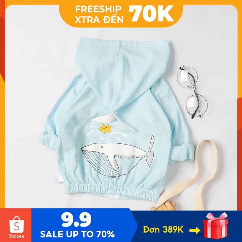 Áo khoác trẻ em hình cá voi dễ thương, áo khoác chống nắng cho bé trai và bé gái Magickids Quần áo trẻ em