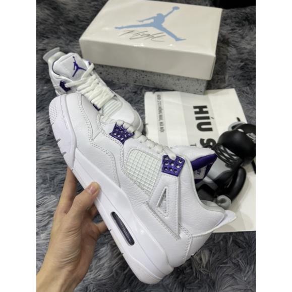 Giầy Nam Nữ Air Jordan 4 Metallic Purple |Trắng Tím|Da Cực Tốt, Đế Khâu Gắn Chip