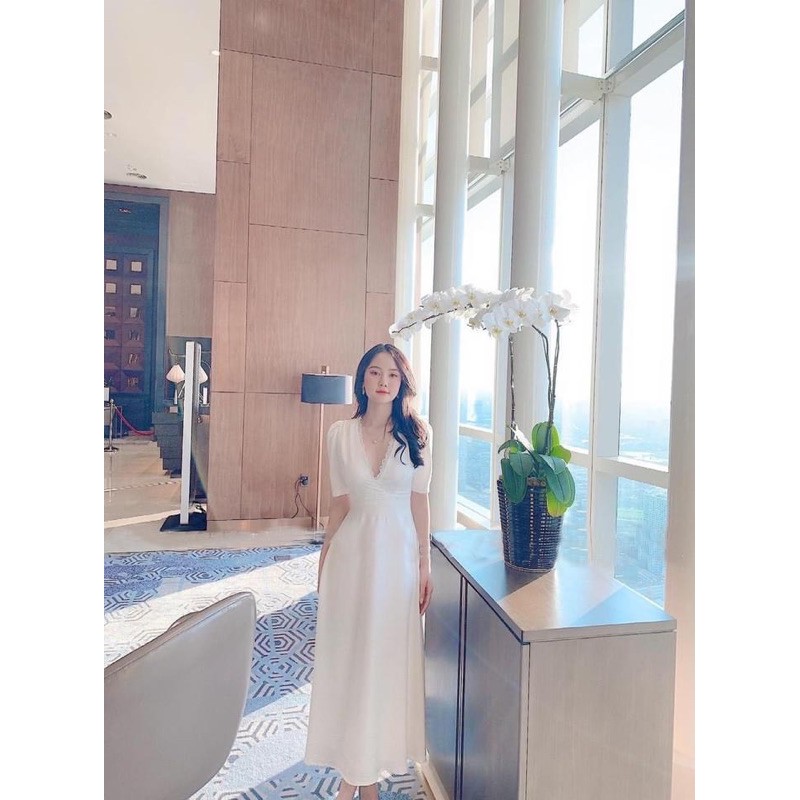 BÁN SỈ VÁY TRẮNG CỔ V PHỐI REN CHO NỮ | BigBuy360 - bigbuy360.vn