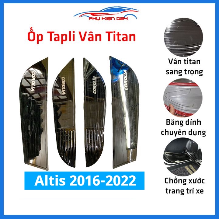 Bộ ốp tapli Altis 2016-2017-2018-2019-2020-2021-2022 vân Titan chống xước va đập khi mở cửa và làm đẹp xe